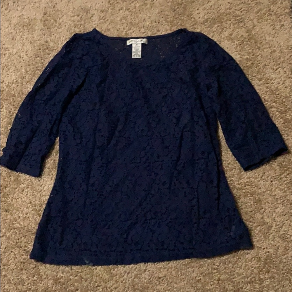 Navy blue lace blouse with cami